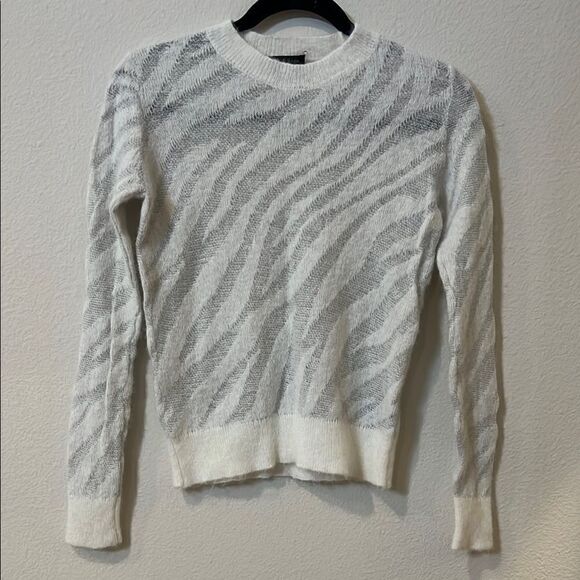 rag & bone White Crew Neck Sweater with Long Sleeves merino wool blend - Picture 1 of 4